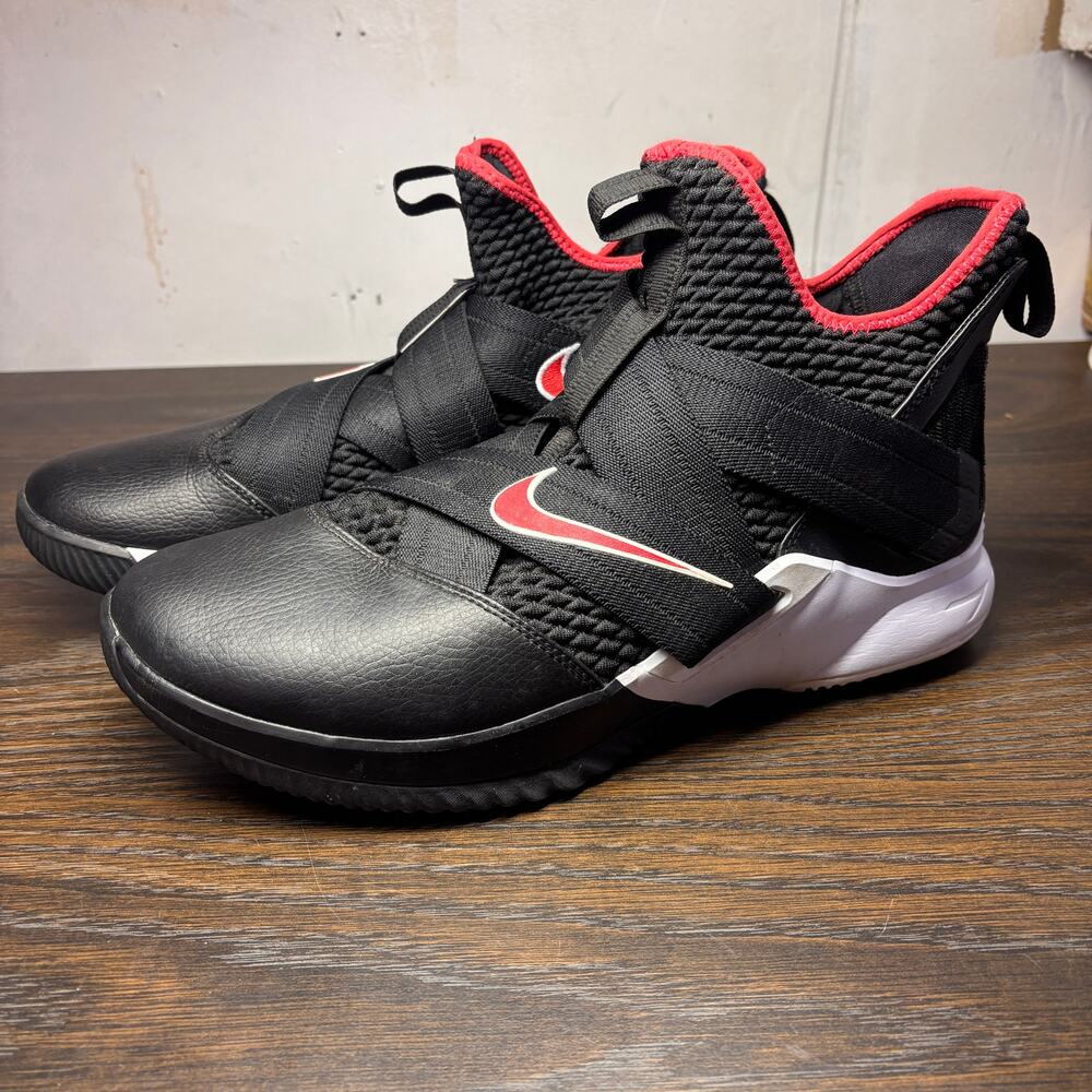 Nike LeBron Soldier 12 Bred US 12 Black Red Sneakers Athletic Shoes AO2609-001 - Picture 5 of 11